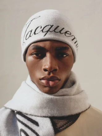The Atelier beanie Jacquard logo beanie
