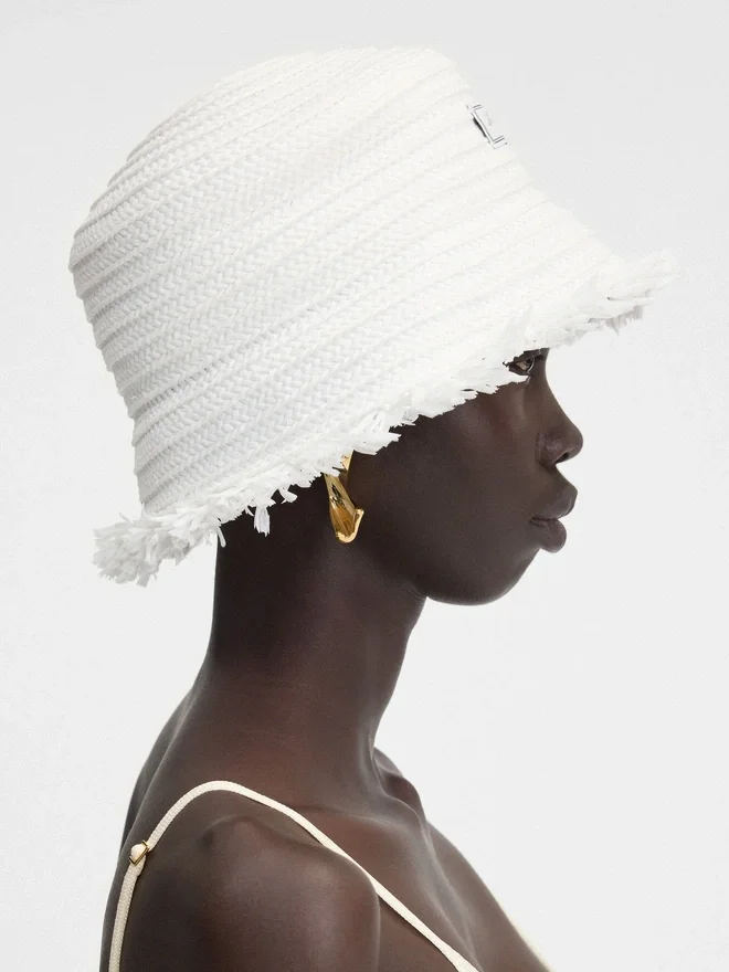The Bacino bucket hat Frayed raffia hat The Bacino bucket hat Frayed raffia hat