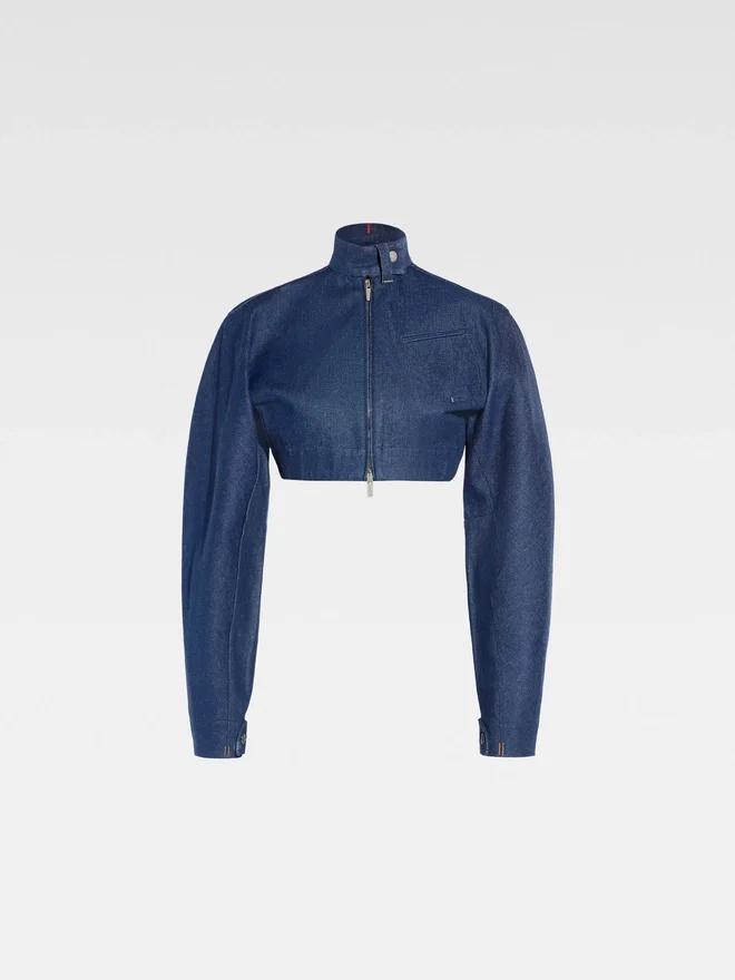 The Cabrio denim de-Nîmes jacket Cropped denim moto jacket The Cabrio denim de-Nîmes jacket Cropped denim moto jacket