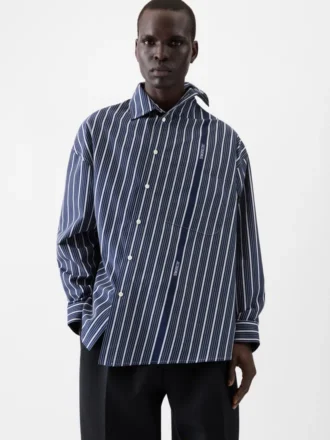 The Cuadro long-sleeve shirt Asymmetric Business-striped shirt