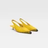 The low Cubisto Banane Woven banana sling-backs