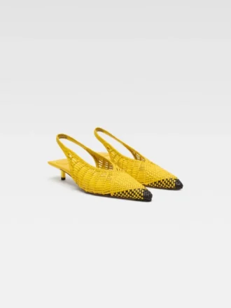 The low Cubisto Banane Woven banana sling-backs