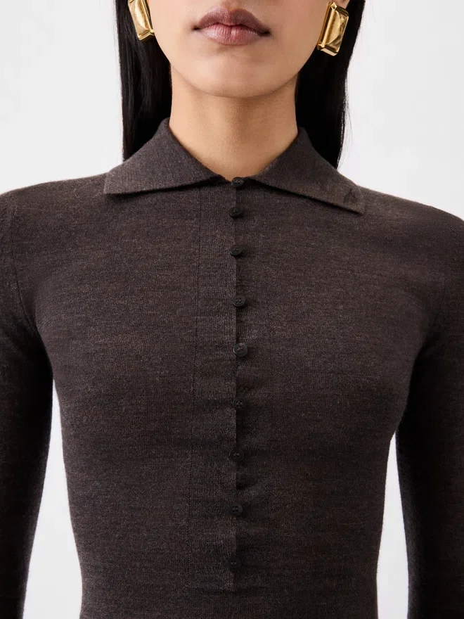 The Merino long-sleeve polo shirt Sheer knit polo The Merino long-sleeve polo shirt Sheer knit polo