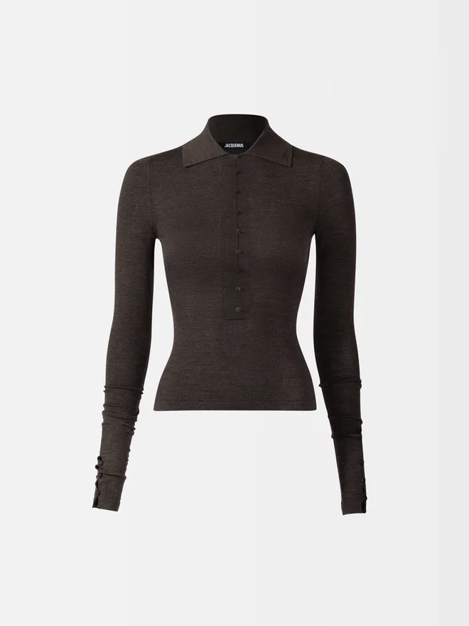 The Merino long-sleeve polo shirt Sheer knit polo The Merino long-sleeve polo shirt Sheer knit polo