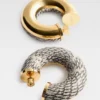 The Mojave hoops earrings Cobra-motif leather hoop earrings