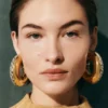 The Mojave hoops earrings Cobra-motif leather hoop earrings