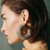 The Mojave hoops earrings Cobra-motif leather hoop earrings