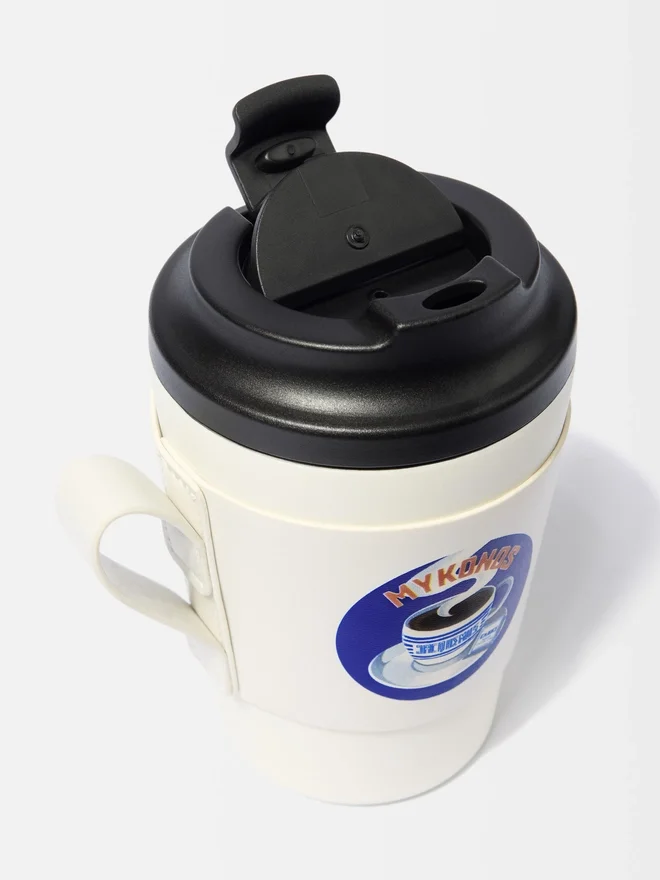 The Mykonos mug Travel mug – sold exclusively online and in our Mykonos resort The Mykonos mug Travel mug – sold exclusively online and in our Mykonos resort