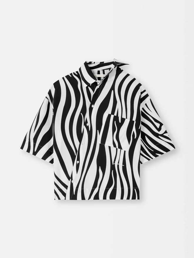The Pablo short-sleeve shirt Wavy Psyche print asymmetric shirt The Pablo short-sleeve shirt Wavy Psyche print asymmetric shirt