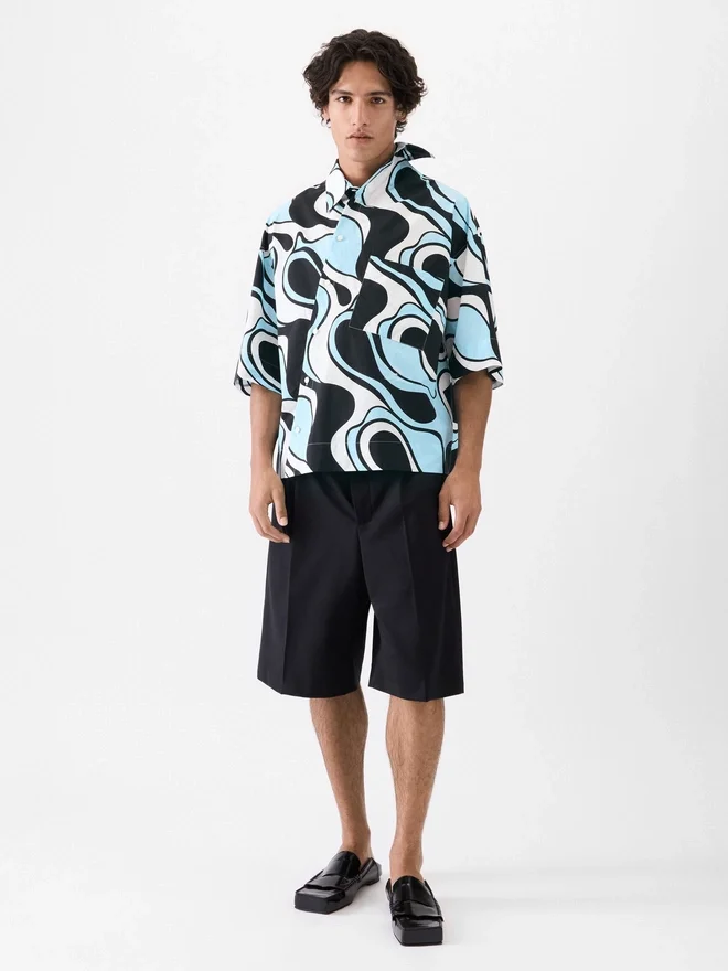 The Pablo short-sleeve shirt Zebra Arty print asymmetric shirt The Pablo short-sleeve shirt Zebra Arty print asymmetric shirt