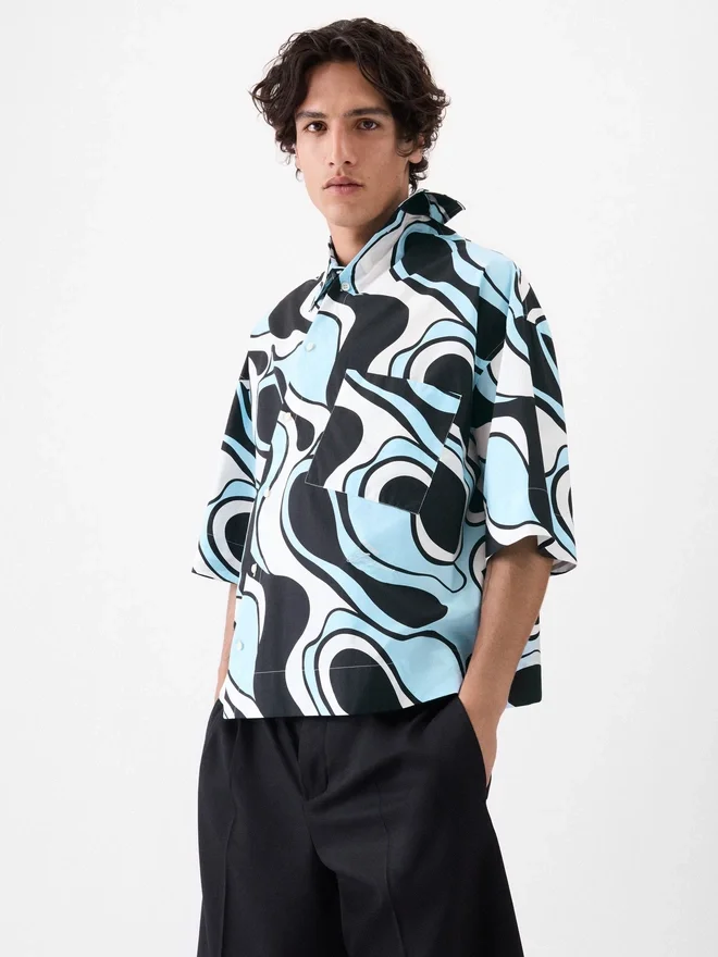 The Pablo short-sleeve shirt Zebra Arty print asymmetric shirt The Pablo short-sleeve shirt Zebra Arty print asymmetric shirt