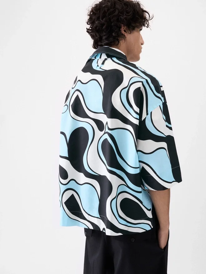 The Pablo short-sleeve shirt Zebra Arty print asymmetric shirt The Pablo short-sleeve shirt Zebra Arty print asymmetric shirt