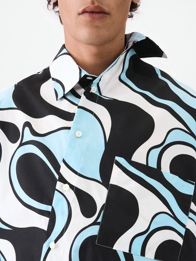 The Pablo short-sleeve shirt Zebra Arty print asymmetric shirt The Pablo short-sleeve shirt Zebra Arty print asymmetric shirt