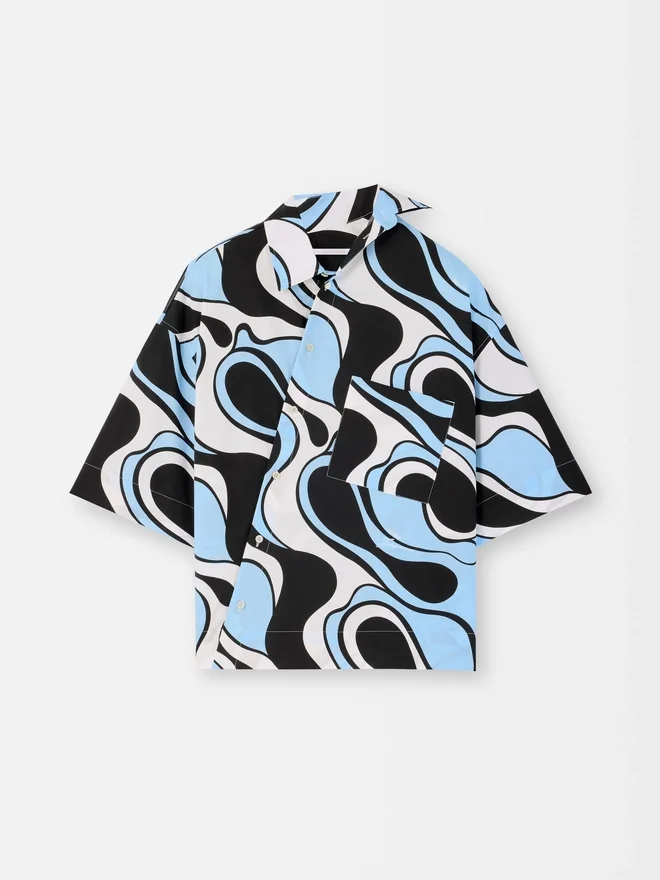 The Pablo short-sleeve shirt Zebra Arty print asymmetric shirt The Pablo short-sleeve shirt Zebra Arty print asymmetric shirt