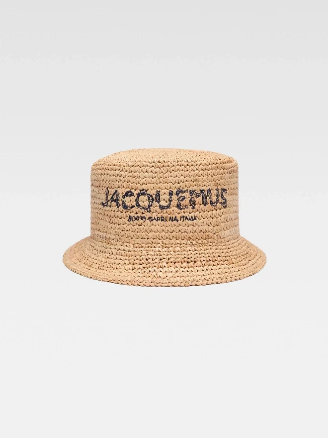 The Pesco bucket hat Embroidered raffia bucket hat The Pesco bucket hat Embroidered raffia bucket hat