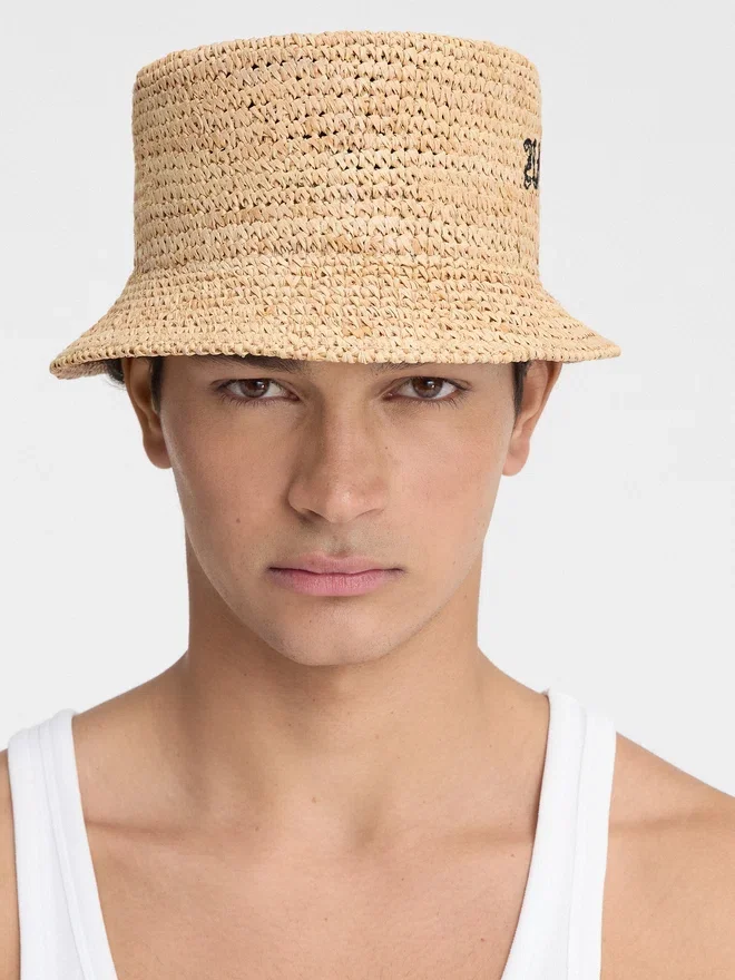 The Pesco bucket hat Embroidered raffia bucket hat The Pesco bucket hat Embroidered raffia bucket hat