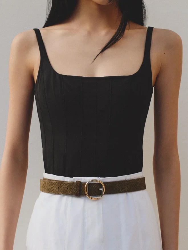 The Salon belt Overlapping circle and square buckle belt The Salon belt Overlapping circle and square buckle belt