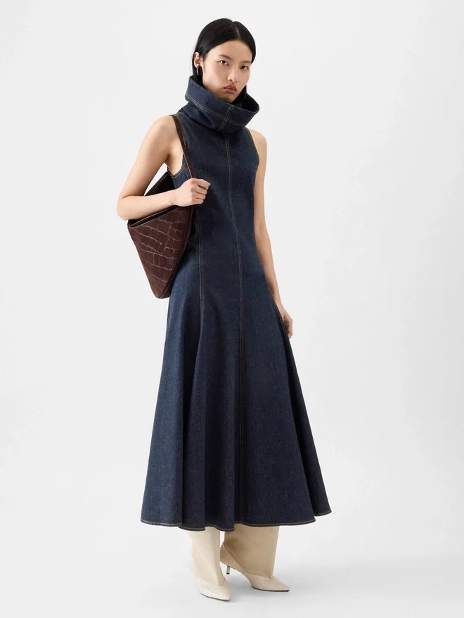 The Triangle de-Nîmes denim dress High stand-collar denim dress The Triangle de-Nîmes denim dress High stand-collar denim dress