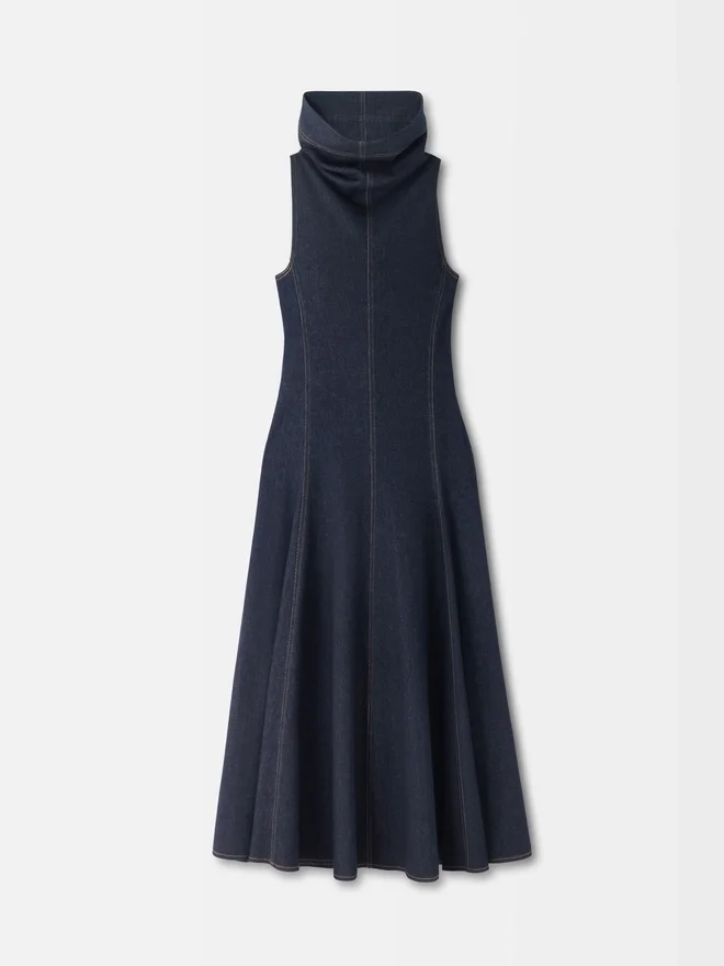 The Triangle de-Nîmes denim dress High stand-collar denim dress The Triangle de-Nîmes denim dress High stand-collar denim dress